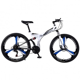 GOLDGOD Folding Bike GOLDGOD 27 Speed Mountain Bike, 26 Inch Folding Mtb Bicycle Ariable Speed Double Shock Absorption Double Disc Brakes Mountain Bicycle for Height 175~195cm, Blue