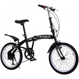 GOLDGOD Folding Bike GOLDGOD 6-Speed Portable 18 Inches Folding Bike Variable Speed Foldable Bicycle with Height-Adjustable Handlebar And Seat Bicycle Front And Rear V Brakes, Black