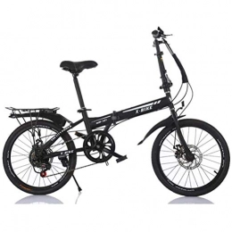 GOLDGOD Bike GOLDGOD Adult 20 Inch Folding Bike, Double Disc Brake Variable Speed Foldable Bicycle High Carbon Steel Frame City Bicycle with Comfortable Seats And Rear Shelves