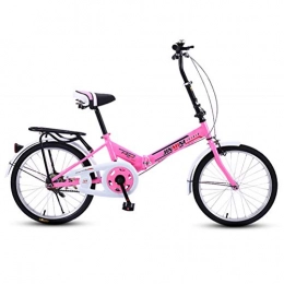 GOLDGOD Folding Bike GOLDGOD Adult Student Single Speed Folding Bike Screw-Type Thick Shock Absorber Foldable Bicycle Streamlined Frame Front And Rear Double Brakes Bike for 150-170cm, Pink