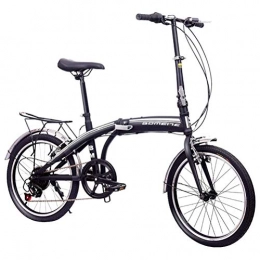 GOLDGOD Folding Bike GOLDGOD Easy To Install 20 Inch Folding Bike, 6-Speed Compact Bicycle with Adjustable Seat And Handlebar Height Cycle High Carbon Steel Frame And V-Brake, Black