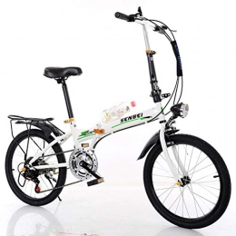 GOLDGOD Bike GOLDGOD Folding Variable Speed Bike 20 Inches Lightweight Foldable Bicycle with Anti-Skid Tires And Double Brake Bicycle To Work School And Commute, White