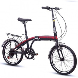 GOLDGOD Folding Bike GOLDGOD High-Carbon Steel Folding Bike 20 Inches Variable Speed Foldable Bicycle with Anti-Slip Wear-Resistant Tires And Height-Adjustable Seat And Handlebar Folding Bicycle, Red