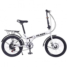 GOLDGOD Bike GOLDGOD Student Folding Bike, Mini Portable 20 Inches Foldable Bicycle with High Carbon Steel Shock Absorption Frame Lightweight Folding Bicycle 15S Quick Fold, White