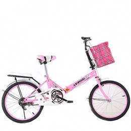 GOLDGOD Bike GOLDGOD Women's Folding Bike, Ultra Light Variable Speed Portable Bicycle with Anti-Skid Tires High-Carbon Steel Adult Small Male Student Foldable Bike, Pink, 20 inch