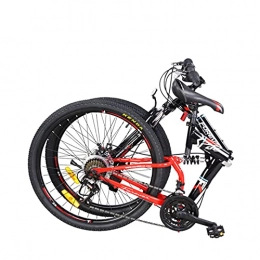 Great Bike GREAT 24 Inch Folding Mountain Bike, 24 Speed Student Bicycle Front And Rear Dual Shock Absorption System Commuter Bike High Carbon Steel Frame(Color:Red)