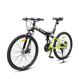Great Bike GREAT 24 Inch Mountain Bike, Folding Bicycle 24 Speed Commuter Bike Dual Disc Brake High Carbon Steel Frame Front And Rear Dual Shock Absorption System(Color:Green)