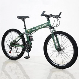 Great Folding Bike GREAT Folding Mountain Bike 21 / 24 / 27 / 30 Speed Steel Frame 26 Inches Wheels Dual Suspension Bike, Fast Folding In Eight Seconds, Easy To Carry(Size:21 speed, Color:Green)