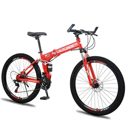 Great Bike GREAT Folding Mountain Bike 21 / 24 / 27 / 30 Speed Steel Frame 26 Inches Wheels Dual Suspension Bike, Fast Folding In Eight Seconds, Easy To Carry(Size:21 speed, Color:Red)