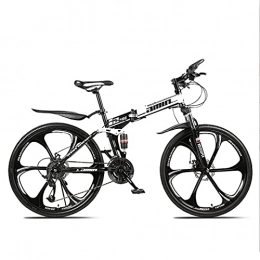Great Folding Bike GREAT Folding Mountain Bike Bicycle, 26 Inch Student Bicycle Non-slip Wear-resistant Tire Thickened High Carbon Steel Folding Frame, Disc Brakes(Size:24 speed, Color:Nero)