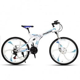Great Bike GREAT Mountain Bike 26 Inch, 21 Speed Foldable Bicycle Double Shock Absorption Outdoor Sports Bike Mechanical Double Disc Brake Commuter Bike(Color:White)