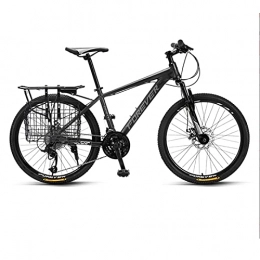 Great Bike GREAT Student 26” / 24” Mountain Bike, 27 Speed Bicycle Double Disc Brakes Road Bikes Aluminum Alloy Frame Commuter Bike With Metal Folding Basket(Size:24 inches, Color:Black)