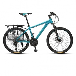 Great Folding Bike GREAT Student 26” / 24” Mountain Bike, 27 Speed Bicycle Double Disc Brakes Road Bikes Aluminum Alloy Frame Commuter Bike With Metal Folding Basket(Size:24 inches, Color:Blue)
