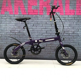 Grimk Bike Grimk City Bike Unisex Adults Folding Mini Bicycles Lightweight For Men Women Ladies Teens Classic Commuter With Adjustable Handlebar & Seat, aluminum Alloy Frame, single-speed - 16 Inch Wheels, Purple