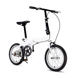 Grimk Folding Bike Grimk Folding Bike Unisex Alloy City Bicycle 15" With Adjustable Handlebar & Seat Single-speed, comfort Saddle Lightweight For Adults Men Women Teens Ladies Shopper, White