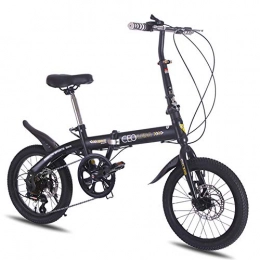 Grimk Folding Bike Grimk Folding Bike Unisex Alloy City Bicycle 16" With Adjustable Handlebar &comfort Saddle, 6 speed, Lightweight For Adults Men Women Teens Ladies Shopper, Disc brake, Black
