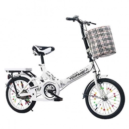 Grimk Bike Grimk Folding Bikes City Bicycle For Adults Men Women Teens Unisex, with Adjustable Handlebar & Seat Folding Pedals, lightweight, aluminum Alloy, comfort Saddle, White, 20inches