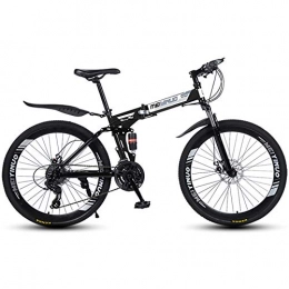 GRTE Bike GRTE Folding Mountain Bike 26" 21, 24, 27-Speed for Adult, Dual Suspension And Disc Brake, Thickened High Carbon Steel Folding Frame Multiple Color And Model Options, Black | 40, 26" 21 Speed