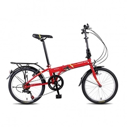 GUHUIHE Bike GUHUIHE 20 in 7 Speed ​​City Folding Bike, Front and Rear Shock Absorption Double Disc Brake Variable Speed Foldable Bicycle, Compact Suspension Bike Bicycle Urban Commuters (Color : Red)