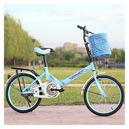 GUHUIHE 20 Inch Blue Foldable Bicycle, Compact Folding Commuter Bike, Mini Lightweight City Bicycles For Women Men And Teens