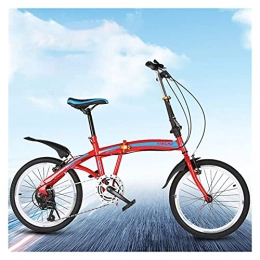 GUHUIHE Bike GUHUIHE Leisure 20in Folding Bicycle Speed City Suspension Compact Bike with Tensile Steel Urban Commuters Mini Mountain Bike for Adult Men and Women Teens (Red)