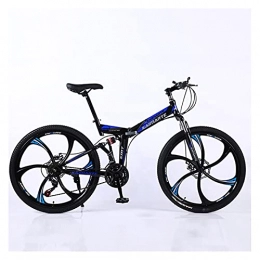 GUHUIHE Folding Bike GUHUIHE Road Bikes Racing Bicycle Foldable Bicycle Mountain Bike 26 / 24 Inch Steel 21 / 24 Speed Bicycles Dual Disc Brakes (Color : Blue 6 wheelspoke, Number of speeds : 24 Inches 21Speed)