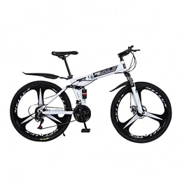 GUHUIHE Bike GUHUIHE White 26 Inch 21 speed Folding Mountain Bike Spoke Wheel Dual Suspension (Number of speeds : 21)