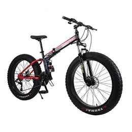 Gunai Folding Mountain Bike, 26 inch Dual Suspension Fat Tire Bike 21 Speed Snow Bike with Disc Brake