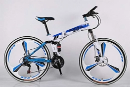 GUO  GUO Bicycle Folding Mountain Bike 21-speed Aluminum Alloy 26 Inch Fat Road Bike Snow Bike Disc Brake Bicycle-blue_Spoke_wheel