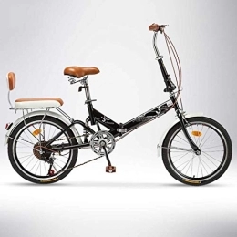 GUOE-YKGM Bike GUOE-YKGM 20 Inch Lightweight Folding Bike for Adults, Women, Rear Carry Rack, Front and Rear Fenders, 6 Speed Folding City Bicycle