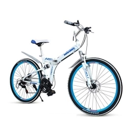 GUOE-YKGM Folding Bike GUOE-YKGM Adult Mountain Bikes - Unisex Folding Bike Non-Slip Bicycles - Outdoor Racing Cycling - 21 Speed ​​Gears Dual Disc Brakes Mountain Bicycle - 24 / 26inch Wheel (Color : Blue, Size : 26inch)
