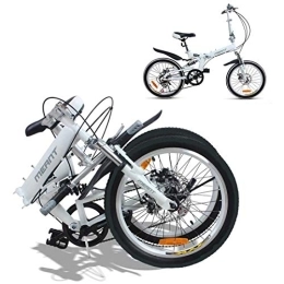 GUOE-YKGM Bike GUOE-YKGM Dual Disc Brakes 7 Speed Mountain Bike Folding Bicycle 20 Inch Foldable Bicycles(White)