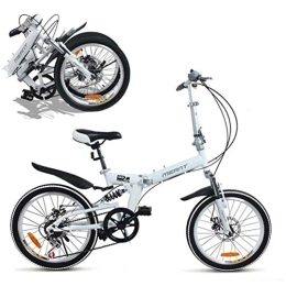 GUOE-YKGM Folding Bike GUOE-YKGM Folding Bike, 20inch 7 Speed Portable Bicycle, Double Disc Brakes Mountain Bikes Urban Commuters for Adult Teens(White)
