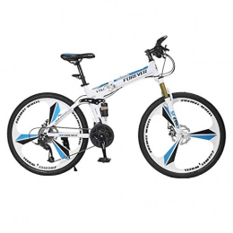 GUOE-YKGM Bike GUOE-YKGM Mens Mountain Bike, 17-Inch / Medium High-Tensile Steel Frame, 24-Speed, 26-inch Wheels Folding Bicycle (Color : White)