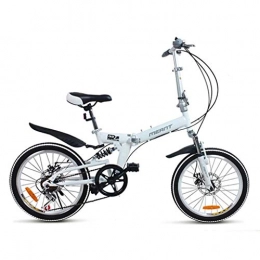 GUOE-YKGM Folding Bike GUOE-YKGM Mountain Bike For Adults, Unisex Folding Bicycle MTB Bikes Outdoor Racing Cycling, 7 Speed, 20inch Wheels (Color : White)