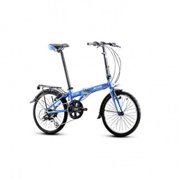 Guyuexuan Folding Bike Guyuexuan Folding Bicycle, 20-inch 6-speed, Men's And Women's Quick-loading Light Portable Bicycle, Aluminum Alloy The latest style, simple design (Color : Blue, Edition : 6 speed)