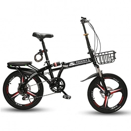 GWL Folding Bike GWL Foldable Bicycle Folding Bicycle, Men And Women Adult Adult Variable Speed Ultra-Light Portable Dual Shock Absorber Variable Speed Disc Brake Integrated Wheel / Black / 20inch
