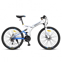GWL Folding Bike GWL Folding Bike for Adults, Adult Mountain Bike, 26 Inches 24 speed, High-carbon Steel Frame Dual Full Suspension Dual Disc Brake, Outdoor Bicycle for Daily Use Trip Long Journey / blue