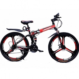 GWL Folding Bike GWL Folding Bike for Adults, Adult Mountain Bike, High-carbon Steel Frame Dual Full Suspension Dual Disc Brake, Outdoor Bicycle for Daily Use Trip Long Journey / Red / 27