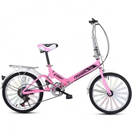 GWM Bike GWM 20 Inch Lightweight Alloy Folding Bicycle City Commuter Variable Speed Bike, with Colorful Wheel, 13kg - 20AF06B (Color : Pink)