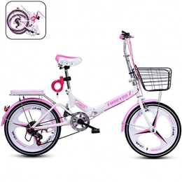 GWM Bike GWM 20 Inch Lightweight Mini Folding Bike Small Portable Speed Bicycle Adult Student Gift, Pink