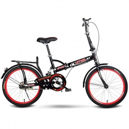 GWM Folding Bike GWM 20inch Portable Folding Bicycle Shock-absorbing Bicycle Women and Man City Commuter Bicycle, Red-Black (Color : Single Speed)