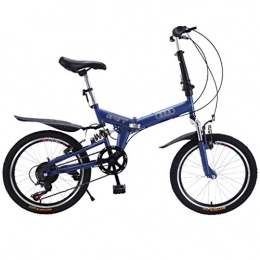 GWM Folding Bike GWM Bicycle Folding Double Shock-absorbing Adult Mountain Bike-Blue, Variable Speed Bicycle
