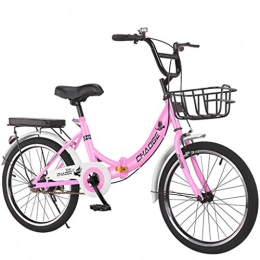 GWM Folding Bike GWM Foldable Bicycle Variable 6 Speed Children Go To School Outdoor Sport Bicycle 3 colours with Basket (Color : Pink)