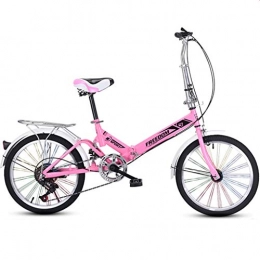 GWM Bike GWM Folding Bicycle, 20 inch Mini Portable Student Comfort Speed Wheel Folding Bike for Men Women Lightweight Folding Casual Bicycle, Colorful Wheel, Shock Absorption (Color : Pink)