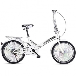 GWM Bike GWM Folding Bicycle, 20 inch Mini Portable Student Folding Bike for Men Women Lightweight Folding Casual Bicycle, Colorful Wheel, Shock Absorption (Color : White)