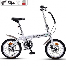 GWM Bike GWM Folding Bicycle Portable 16 Inch Wheel Children Adult Outdoor Sports Bicycle, Single Speed (Color : White)