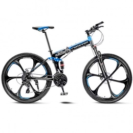 GWM Folding Bike GWM Folding Mountain Bicycle Men Women Adult Student Variable 24 Speed Bicycle Off-road Racing Bicycle (Color : Blue, Size : Meidum Size)