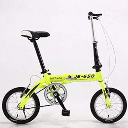 GWM Folding Bike GWM Portable Folding Bicycle -14Inch Wheel Children Adult Women and Man Outdoor Sports Bicycle, Single Speed (Color : Yellow)