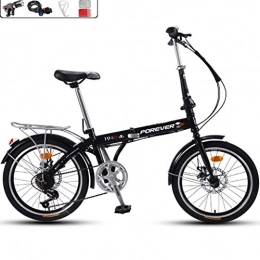GWM Bike GWM Portable Folding Bicycle-20 Inch Wheel 7 Speeds Double Disc Brake System Adult Children City Commuter Bicycle (Color : Black)